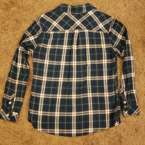 Croft & Barrow Petite XS Long Sleeve Button Shirt Plaid Shirt Dark Teal - Picture 2 of 8